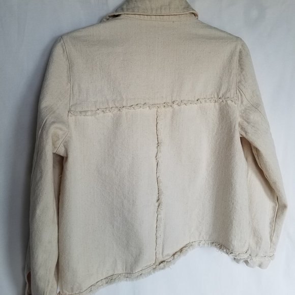 Impeccable Pig Oatmeal Speckled Cream Denim Jacket - Picture 11 of 15